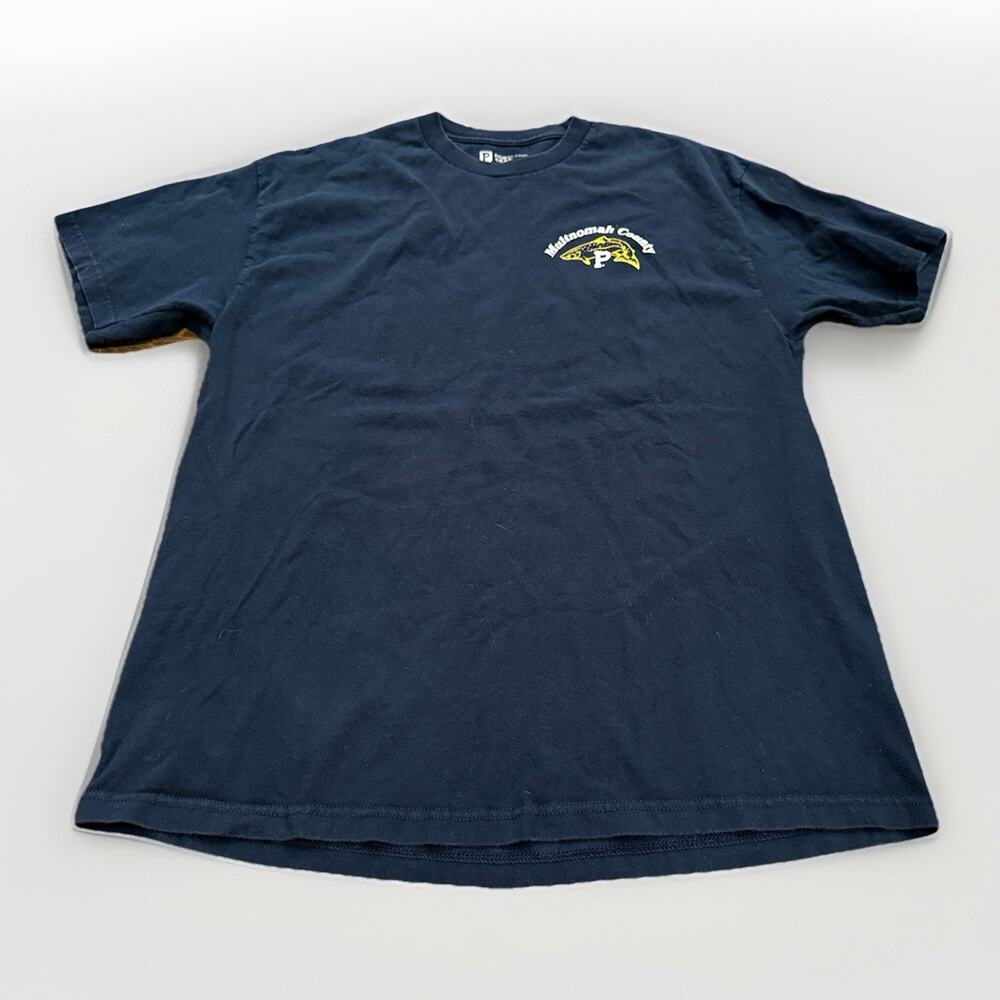 Portland Gear Mens Navy Multnomah County Fish & Game Graphic Print T-Shirt XL
